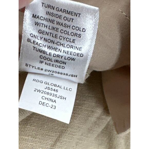 Jaclyn Smith Stretch Linen Blend Wide Leg Cargo Trouser Pants Tan Neutral Sz 1X - Picture 11 of 12